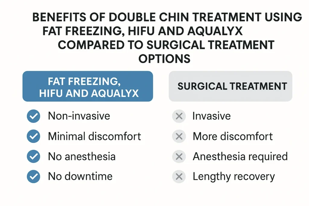 Graphic about the benefits of double chin treatment Southampton - from LA LIPO