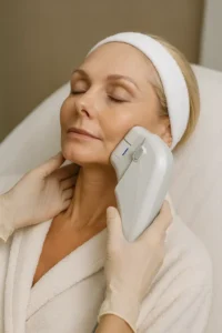 Woman receiving HIFU non surgical facelift treatment Southampton