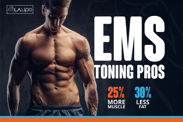 Graphic of man with toned body showing the benefits of LA-EMS Body Sculpting Southampton treatment