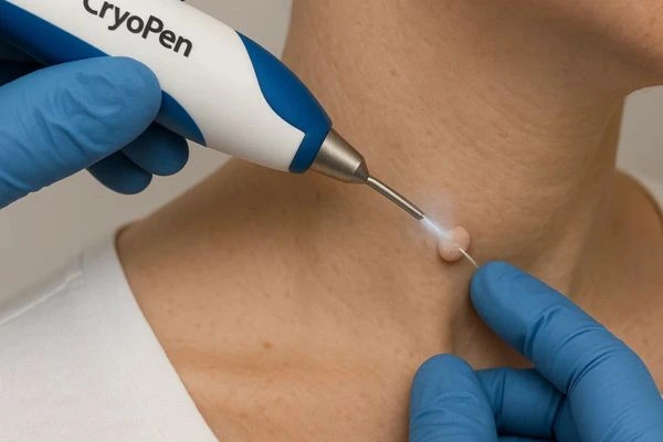 Person receiving Cryotherapy skin tag removal Southampton