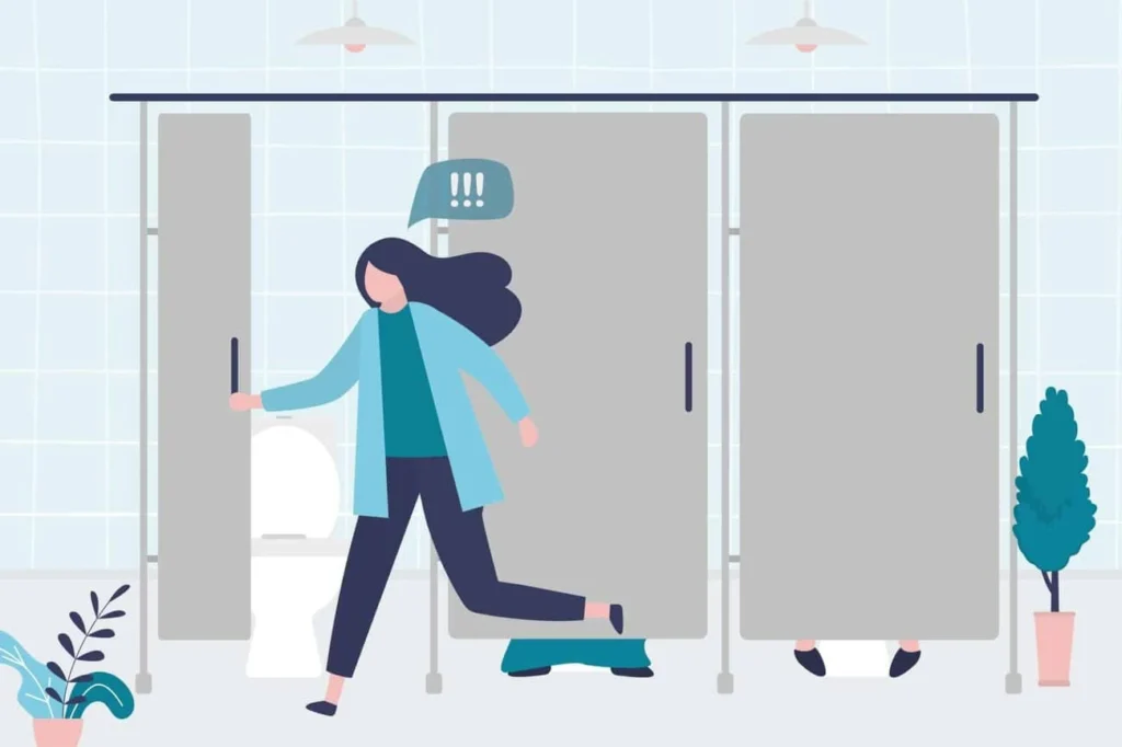 graphic of Urine incontinence Southampton woman running to the toilet.